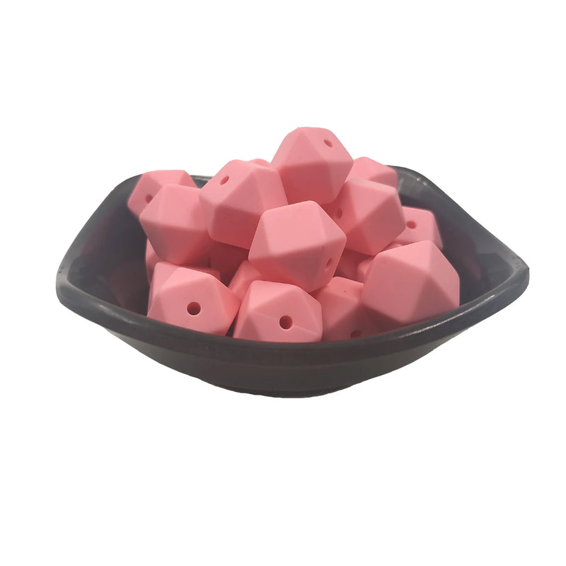Baby Pink Hexagon Silicone Bead 14mm for DIY Crafts