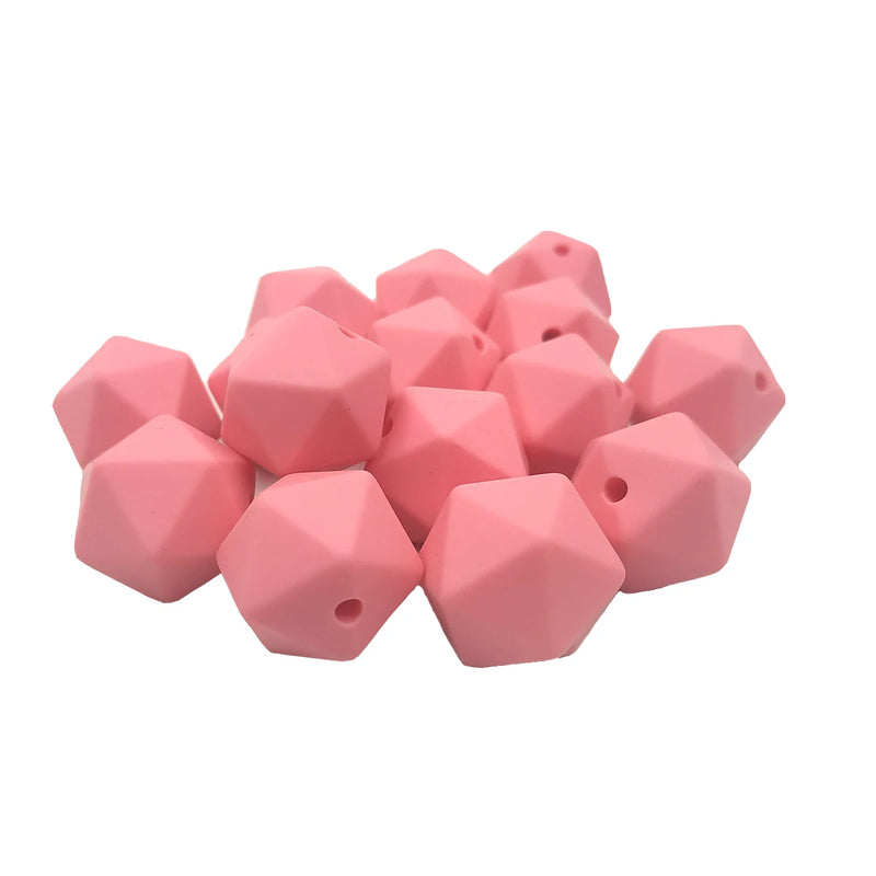 Baby Pink Icosahedron Silicone Bead for DIY Keychain Craft