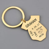 Baby Romper Keychain Engraved Birth Stats Dad Mom Gift Key Holder