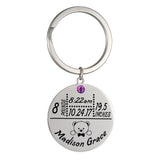 Baby keychain height weight date keychains stainless steel Keyring jewelry