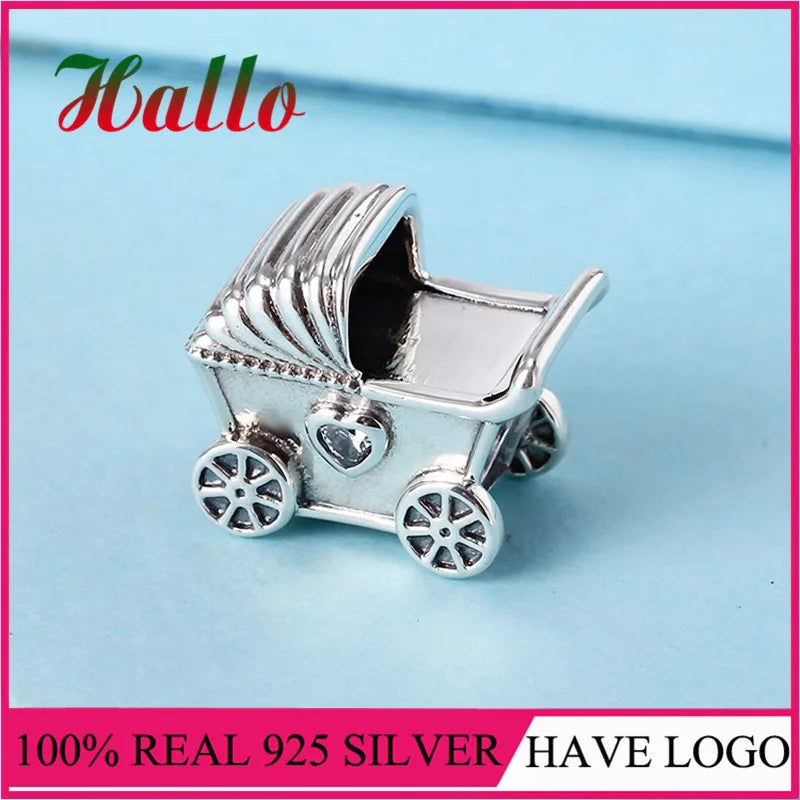 925 Silver Baby's Pram Charm for Bracelet Making