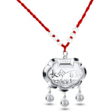 Sterling Silver Baby Safety Lock Necklace Red Rope