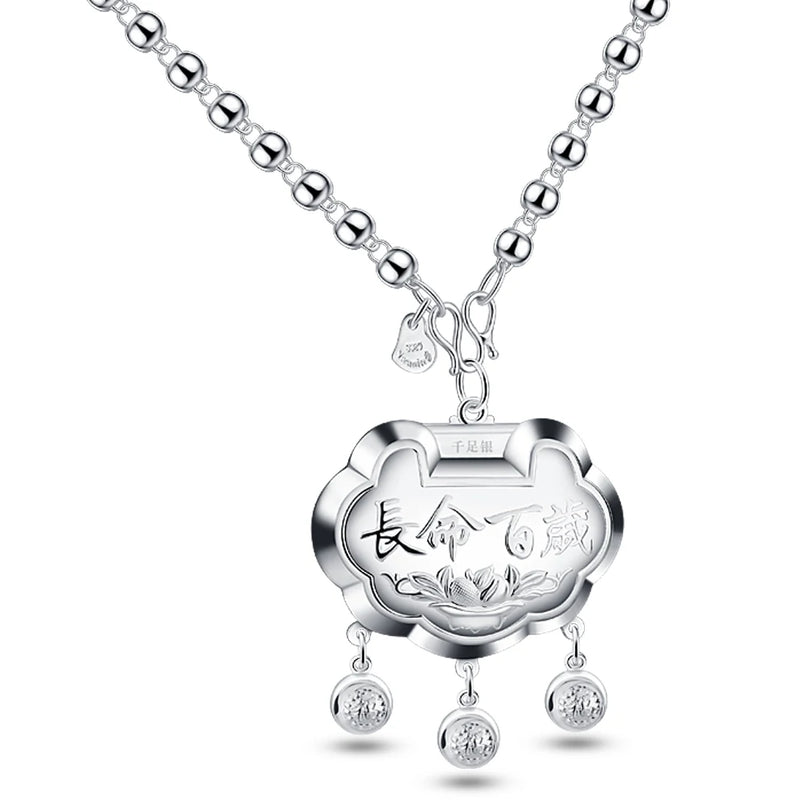 Sterling Silver Baby Safety Lock Necklace Red Rope