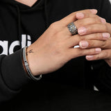 Retro Chinese Style Silver Bracelet, Casual All-Match Men's Jewelry