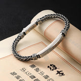 Retro Chinese Style Silver Bracelet, Casual All-Match Men's Jewelry