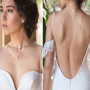 Crystal Rhinestone Back Necklace for Wedding Party
