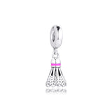 Badminton Dangle Charm Sterling Silver Jewelry Fits Bracelets Bead