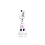 Badminton Dangle Charm Sterling Silver Jewelry Fits Bracelets Bead