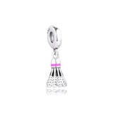 Badminton Dangle Charm Sterling Silver Jewelry Fits Bracelets Bead