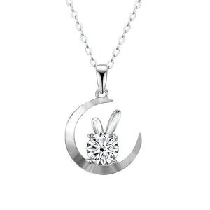1.0CT Moissanite Diamond Rabbit Pendant Necklace