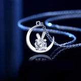 1.0CT Moissanite Diamond Rabbit Pendant Necklace