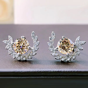Champagne Gemstone Diamond Stud Earrings