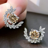 Champagne Gemstone Diamond Stud Earrings
