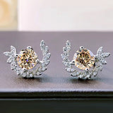 Champagne Gemstone Diamond Stud Earrings