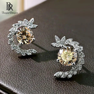 Champagne Gemstone Diamond Stud Earrings