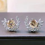 Champagne Gemstone Diamond Stud Earrings
