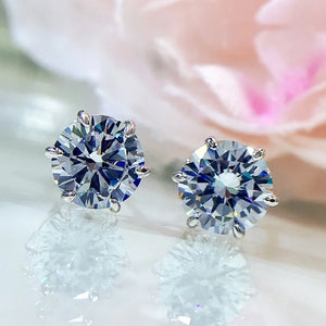 925 Silver Diamond Stud Earrings Wedding Anniversary Jewelry