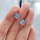925 Silver Diamond Stud Earrings Wedding Anniversary Jewelry