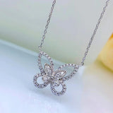 925 Silver Butterfly Pendant Necklace Gemstone Wedding Anniversary Jewelry