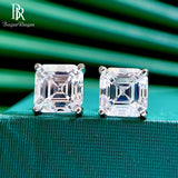 925 Silver Stud Earrings 7mm Square Gemstone Wedding Jewelry