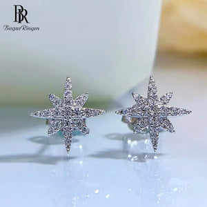 925 Silver Star Stud Earrings Bridal Jewelry
