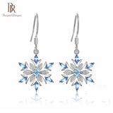 Aquamarine Snowflake Ear Drops Gemstones Party Earrings for Women
