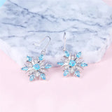 Aquamarine Snowflake Ear Drops Gemstones Party Earrings for Women