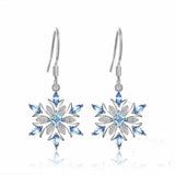 Aquamarine Snowflake Ear Drops Gemstones Party Earrings for Women