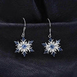 Aquamarine Snowflake Ear Drops Gemstones Party Earrings for Women