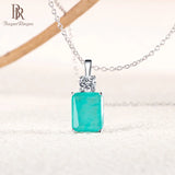 925 Silver 8*10mm Paraiba Pendant Necklace Wedding Anniversary