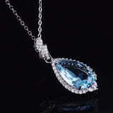 Water Drop Gemstone Pendant Necklace for Women