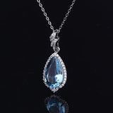 Water Drop Gemstone Pendant Necklace for Women