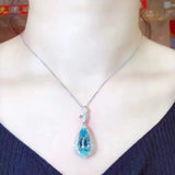 Water Drop Gemstone Pendant Necklace for Women