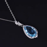 Water Drop Gemstone Pendant Necklace for Women