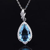 Water Drop Gemstone Pendant Necklace for Women