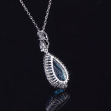 Water Drop Gemstone Pendant Necklace for Women