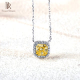 925 Silver Square Pendant Necklace with High Carbon Diamond for Wedding
