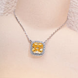 925 Silver Square Pendant Necklace with High Carbon Diamond for Wedding