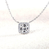 925 Silver Square Pendant Necklace with High Carbon Diamond for Wedding