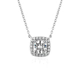 925 Silver Square Pendant Necklace with High Carbon Diamond for Wedding