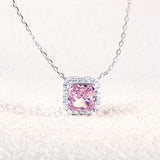 925 Silver Square Pendant Necklace with High Carbon Diamond for Wedding