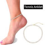 Baguette CZ Sparkling Tennis Anklets for Women