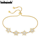 Sparkly CZ Snowflake Bracelet Adjustable Hand Chain Jewelry