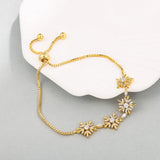 Sparkly CZ Snowflake Bracelet Adjustable Hand Chain Jewelry