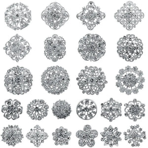 Baiduqiandu Crystal Flower Brooches for Wedding