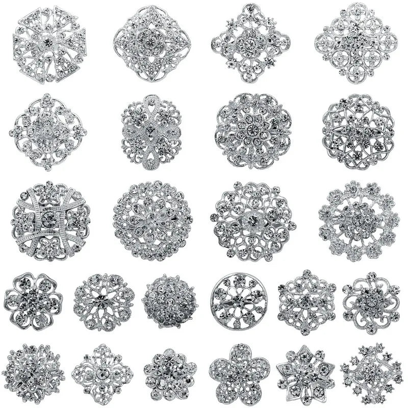 Baiduqiandu Crystal Flower Brooches for Wedding