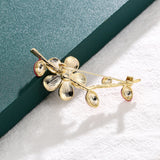 Cubic Zircon Winter Plum Flowers Brooches Gold/White Enamel Plant Brooches