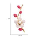Cubic Zircon Winter Plum Flowers Brooches Gold/White Enamel Plant Brooches