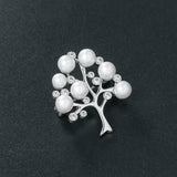 Baiduqiandu Cubic Zircon and Simulated Pearls Tree Brooch Pin