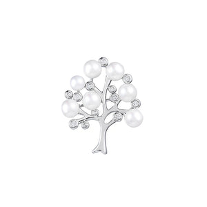 Baiduqiandu Cubic Zircon and Simulated Pearls Tree Brooch Pin